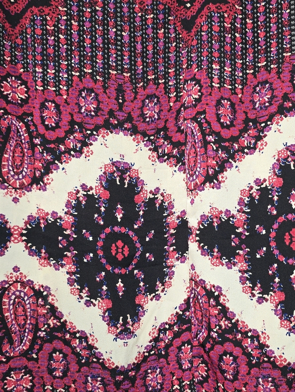 Gypsy 05 Silk Boho Pink Black Paisley Floral V-neck Mini Dress Lace Back Size S. - Picture 10 of 14
